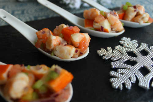 Cucharitas de salpic&oacute;n de marisco